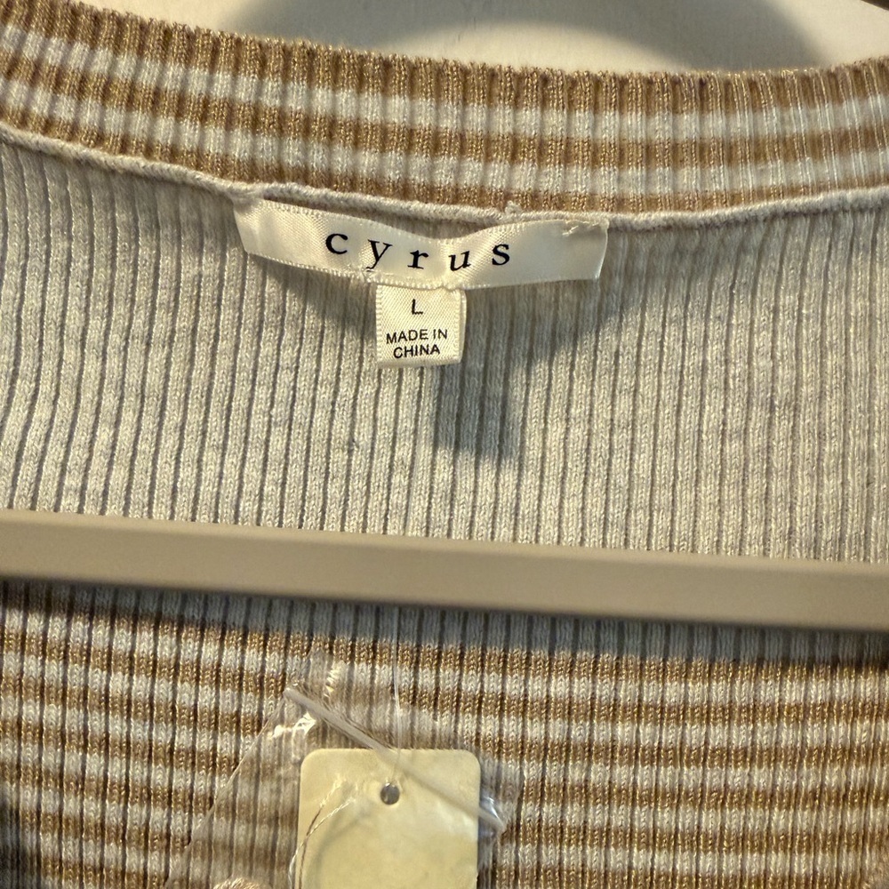 NWT Cyrus Striped Gray and Camel Women's Cardigan Sweater, Size L - Picture 4 of 7